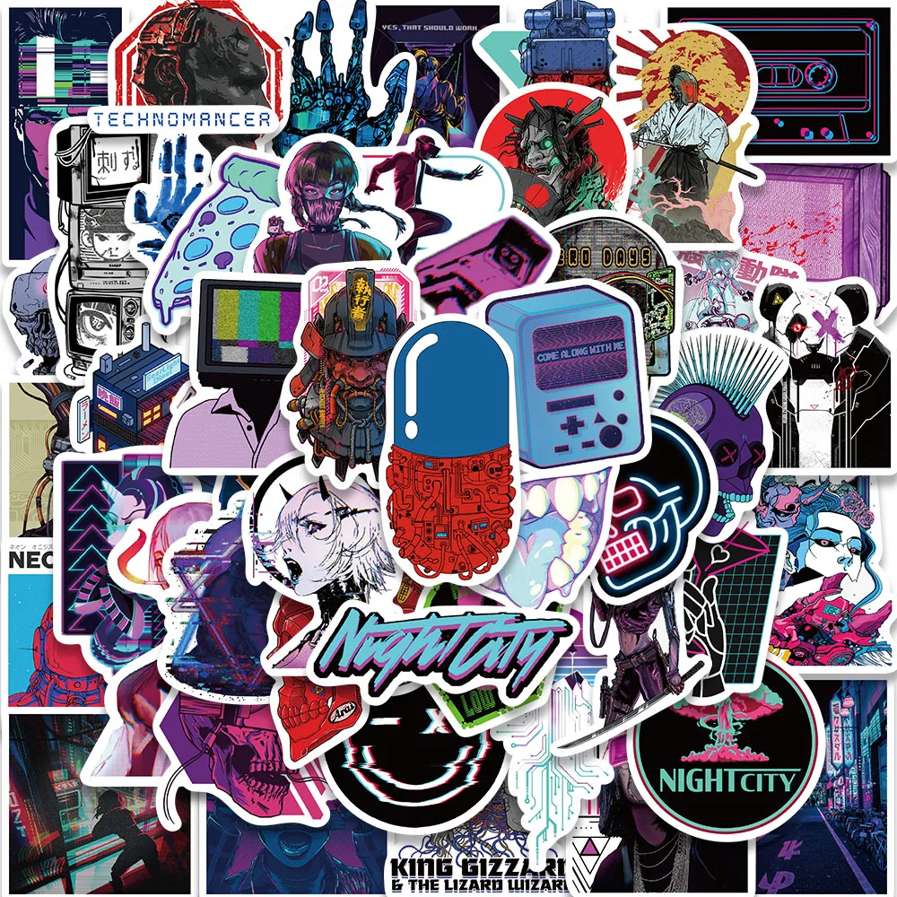 50PCS Harajuku Cyberpunk Y2K Toy Sticker Cybernetic Cool Graffiti Kids Car Phone Laptop Motorcycle Helmet Cup Decal Stickers