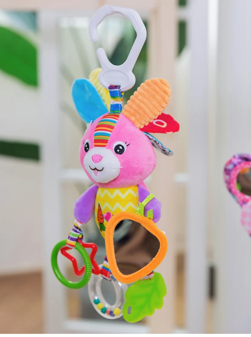 Soft Animal Handbells Rattles Butterfly Rabbit Duck Plush Infant Baby Development Handle Toys Hot Selling WIth Teether Baby Toy