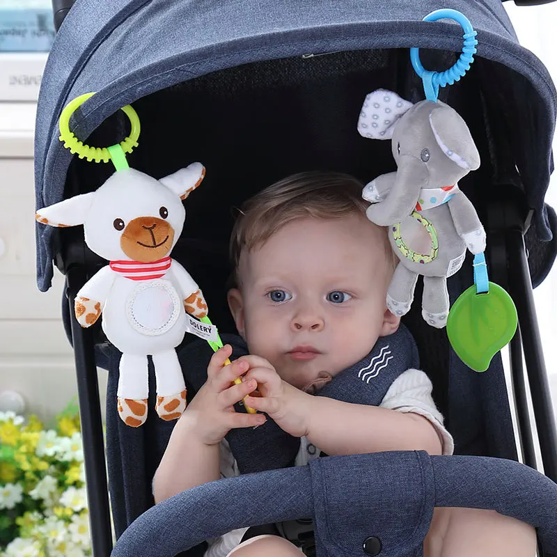 Soft Animal Handbells Rattles Butterfly Rabbit Duck Plush Infant Baby Development Handle Toys Hot Selling WIth Teether Baby Toy