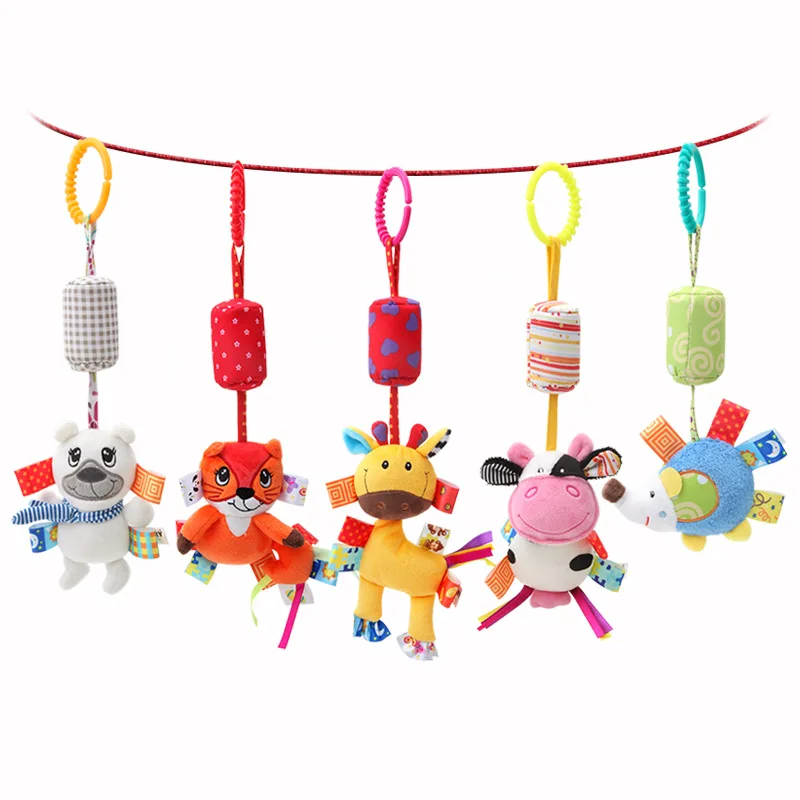 Soft Animal Handbells Rattles Butterfly Rabbit Duck Plush Infant Baby Development Handle Toys Hot Selling WIth Teether Baby Toy