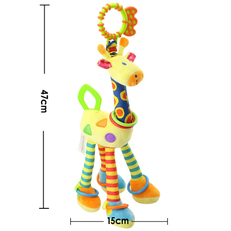 Soft Animal Handbells Rattles Butterfly Rabbit Duck Plush Infant Baby Development Handle Toys Hot Selling WIth Teether Baby Toy
