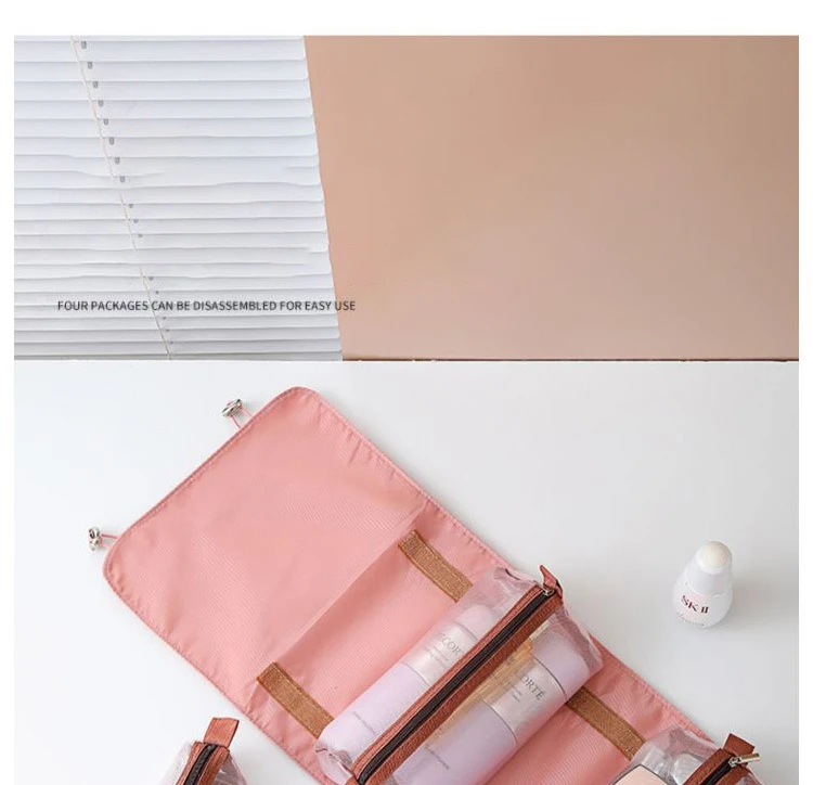 Makeup Bags Detachable 4Pcs in 1 Portable Cosmetic Bag Travel Folding Separable Toiletry Storage Bag Organizer Make Up Pouch New