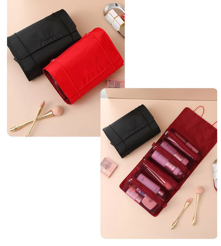 Makeup Bags Detachable 4Pcs in 1 Portable Cosmetic Bag Travel Folding Separable Toiletry Storage Bag Organizer Make Up Pouch New
