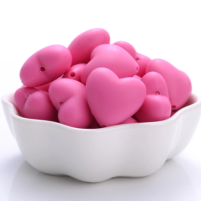 10Pcs 18x20mm Baby Food Grade Teether Beads Peach Heart Silicone Beads for DIY Eco-friendly Pacifier Clips Chain Beacelet