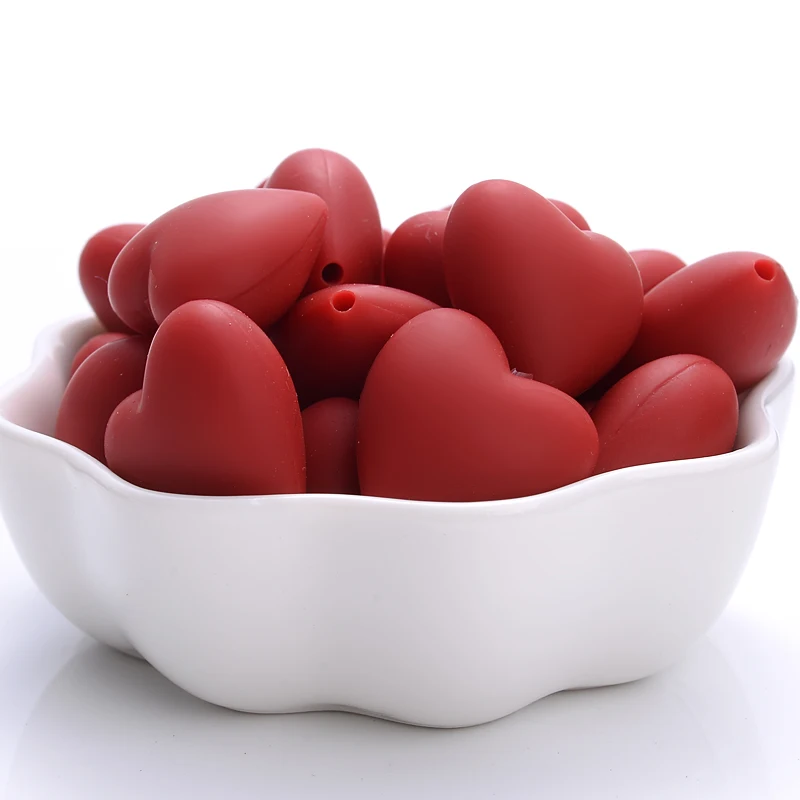 10Pcs 18x20mm Baby Food Grade Teether Beads Peach Heart Silicone Beads for DIY Eco-friendly Pacifier Clips Chain Beacelet