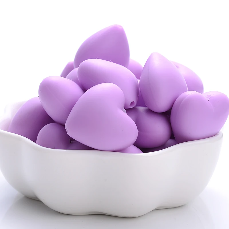 10Pcs 18x20mm Baby Food Grade Teether Beads Peach Heart Silicone Beads for DIY Eco-friendly Pacifier Clips Chain Beacelet