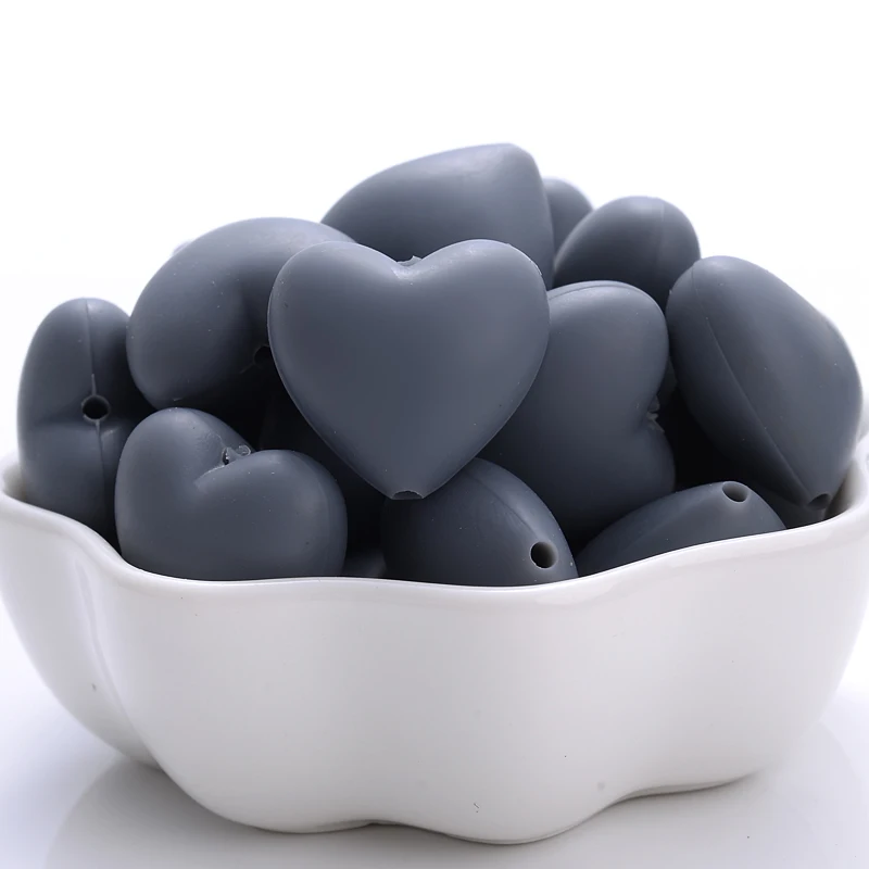 10Pcs 18x20mm Baby Food Grade Teether Beads Peach Heart Silicone Beads for DIY Eco-friendly Pacifier Clips Chain Beacelet