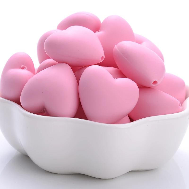 10Pcs 18x20mm Baby Food Grade Teether Beads Peach Heart Silicone Beads for DIY Eco-friendly Pacifier Clips Chain Beacelet