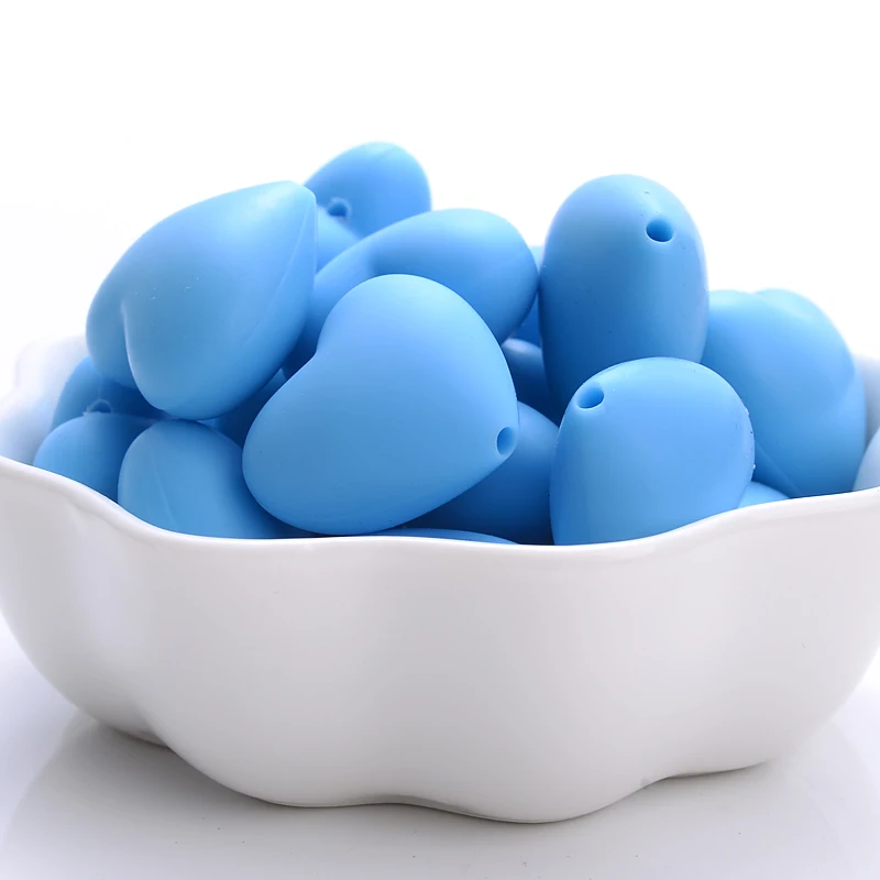 10Pcs 18x20mm Baby Food Grade Teether Beads Peach Heart Silicone Beads for DIY Eco-friendly Pacifier Clips Chain Beacelet