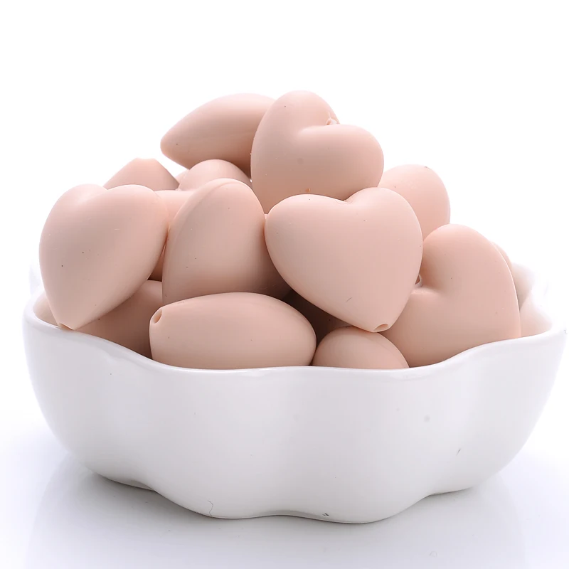10Pcs 18x20mm Baby Food Grade Teether Beads Peach Heart Silicone Beads for DIY Eco-friendly Pacifier Clips Chain Beacelet