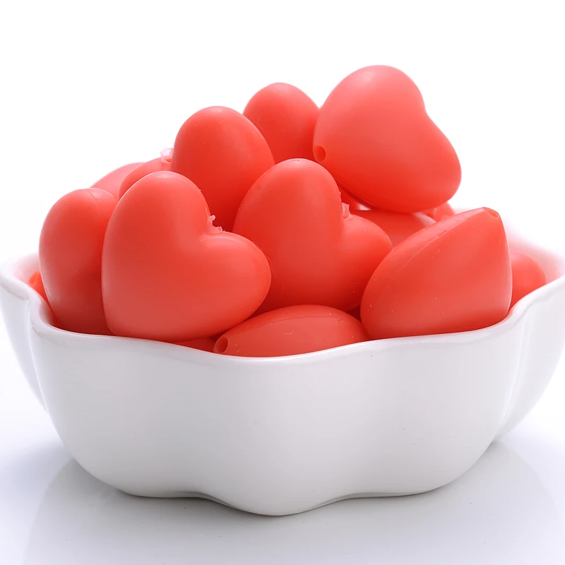 10Pcs 18x20mm Baby Food Grade Teether Beads Peach Heart Silicone Beads for DIY Eco-friendly Pacifier Clips Chain Beacelet