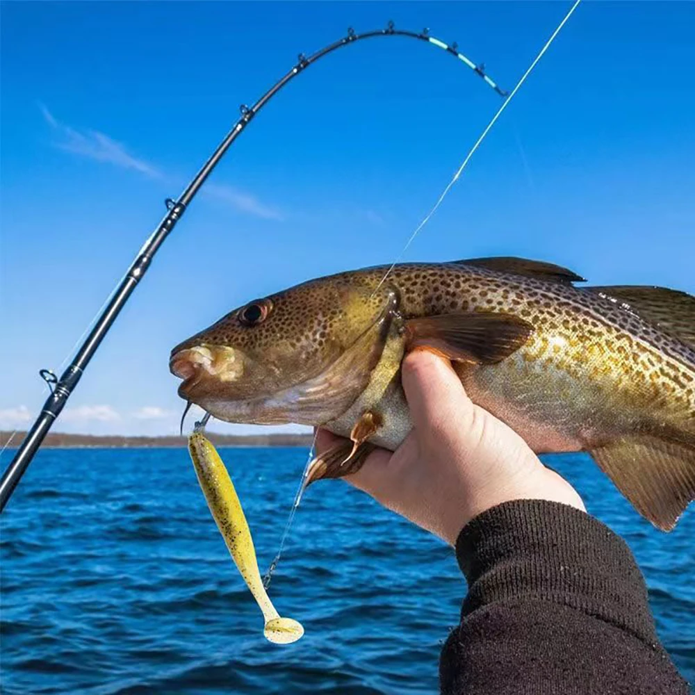 QXO 50 Pcs/Lot Swimbait Soft Lure Silicone Bait Shad Wobbler Sea Worm Streamer 7/10/13cm Silicone Lure Spinnerbait Accessories