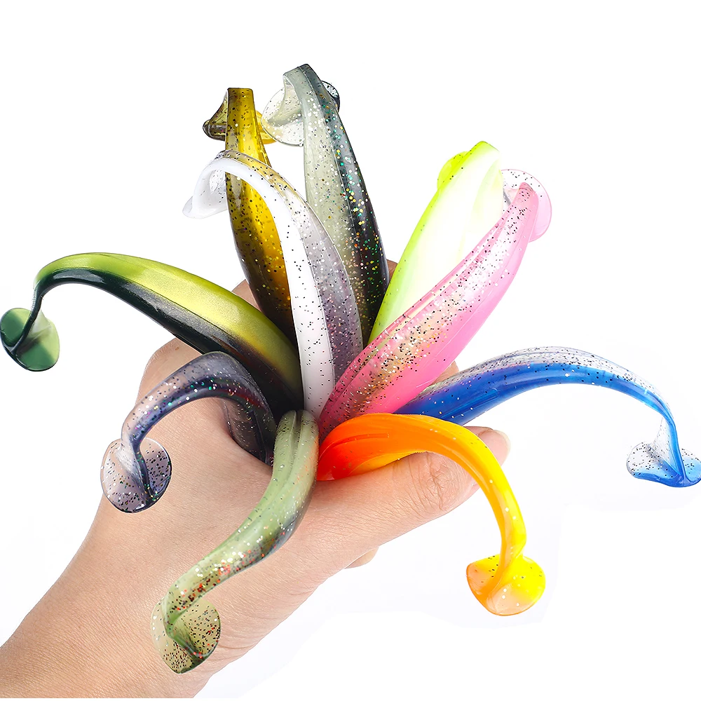 QXO 50 Pcs/Lot Swimbait Soft Lure Silicone Bait Shad Wobbler Sea Worm Streamer 7/10/13cm Silicone Lure Spinnerbait Accessories