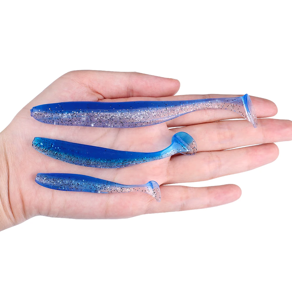 QXO 50 Pcs/Lot Swimbait Soft Lure Silicone Bait Shad Wobbler Sea Worm Streamer 7/10/13cm Silicone Lure Spinnerbait Accessories