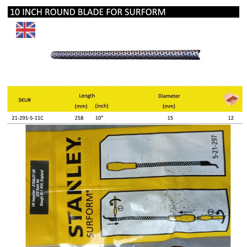 Stanley one surform blades replacement flat  fine half round convex blade flat RASP file removing filler foam  2-1/2" 5-1/2" 10"