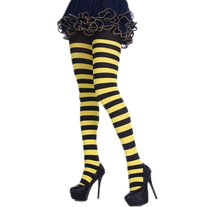 Women Casual Striped Tights Christmas Striped Leggings Full Length Tights