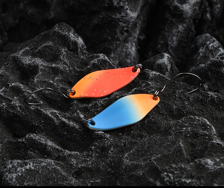 ALLBLUE Trout Lure 2.4g 27mm Metal Brass Copper Colorful Fishing Mini Spoon Bait Freshwater Stream Tackle for Chub Perch Salmon