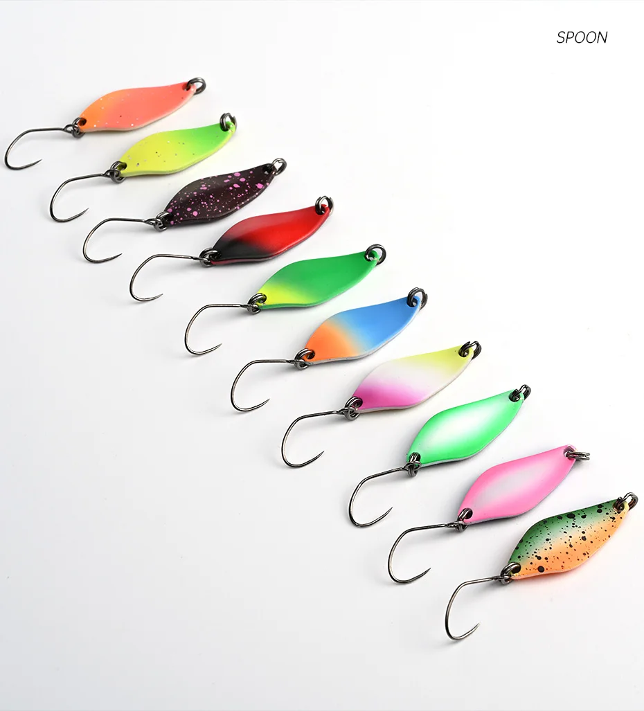 ALLBLUE Trout Lure 2.4g 27mm Metal Brass Copper Colorful Fishing Mini Spoon Bait Freshwater Stream Tackle for Chub Perch Salmon