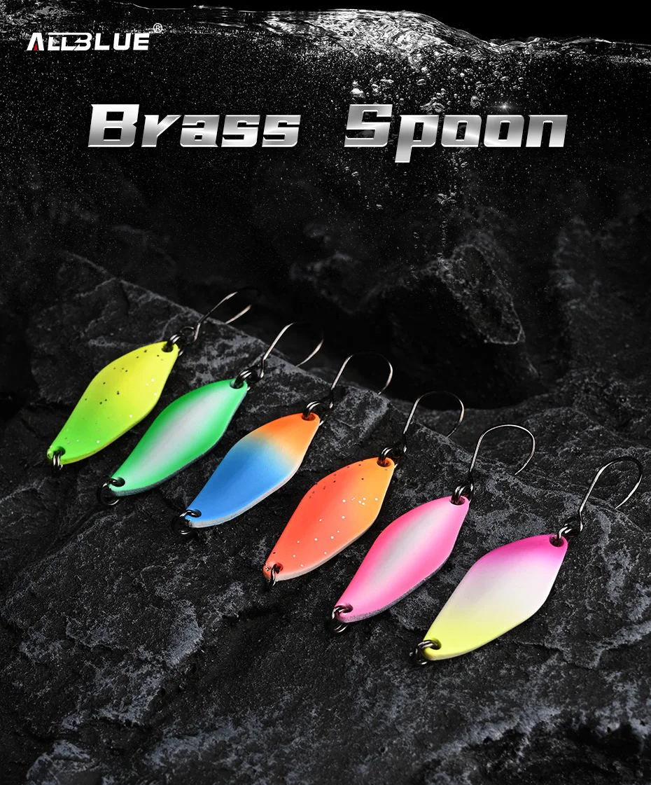 ALLBLUE Trout Lure 2.4g 27mm Metal Brass Copper Colorful Fishing Mini Spoon Bait Freshwater Stream Tackle for Chub Perch Salmon