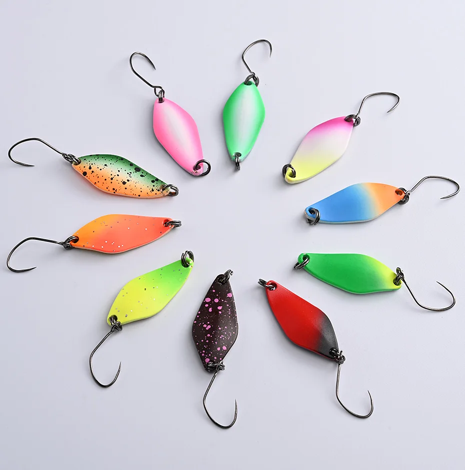 ALLBLUE Trout Lure 2.4g 27mm Metal Brass Copper Colorful Fishing Mini Spoon Bait Freshwater Stream Tackle for Chub Perch Salmon