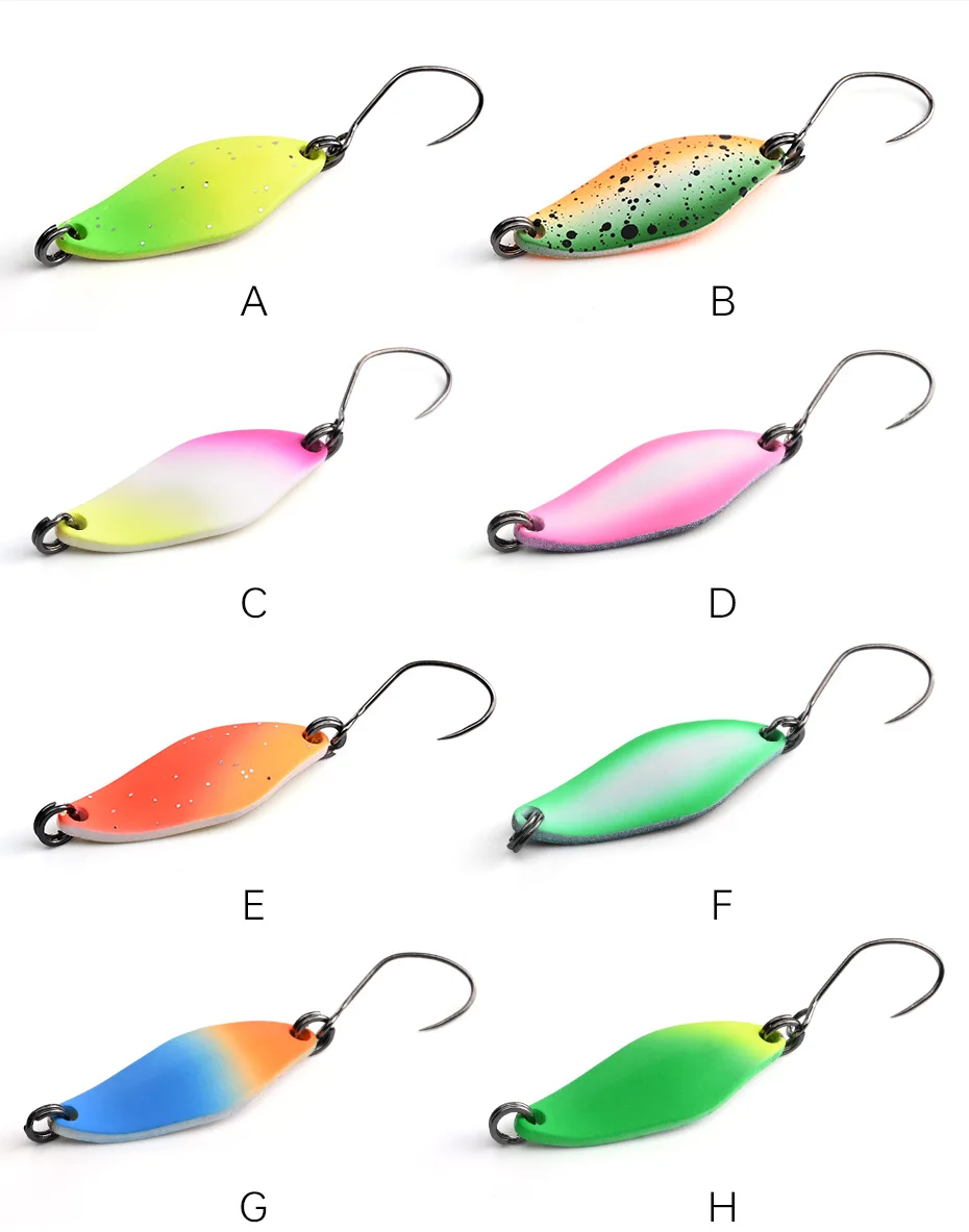 ALLBLUE Trout Lure 2.4g 27mm Metal Brass Copper Colorful Fishing Mini Spoon Bait Freshwater Stream Tackle for Chub Perch Salmon