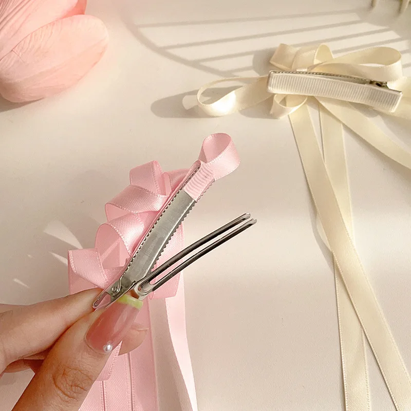 2Pcs Fashion Long Ribbons Braided Bows Hair Clips Hairpins For Women Girls Ponytails Holder Cute Headwear Hair Accessories