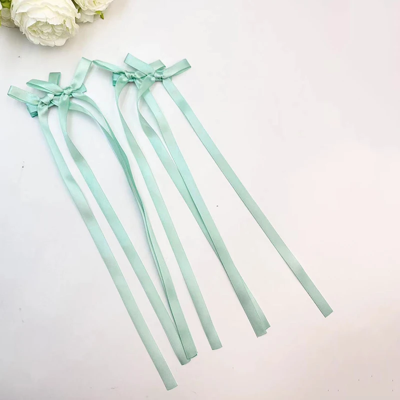 2Pcs Fashion Long Ribbons Braided Bows Hair Clips Hairpins For Women Girls Ponytails Holder Cute Headwear Hair Accessories