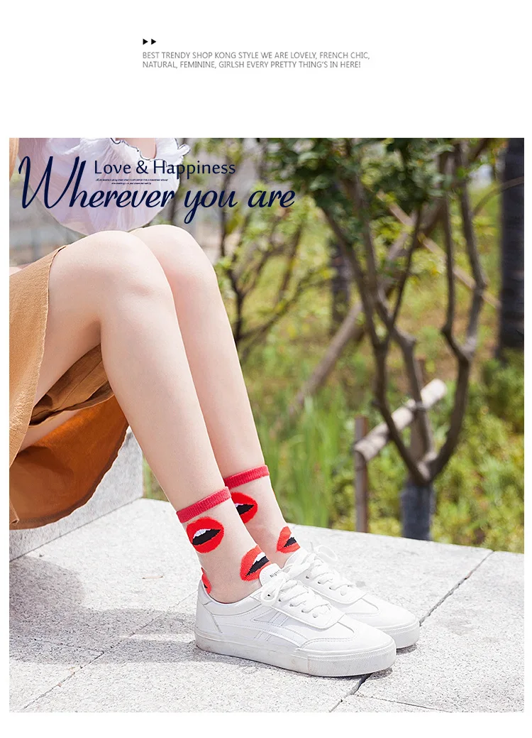 Women Socks Fashion Sheer Mesh Glass Silk Socks Ultrathin Transparent Crystal Lace Fabulous Elastic Ladies Summer Ankle Sock