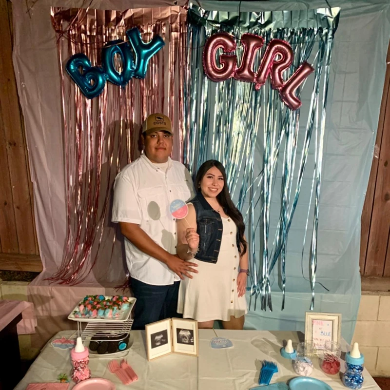 Gender Reveal Decoration Fringe Curtain Blue Pink Boy Girl Foil Balloon Gender Reveal Party Supplies Baby Shower Photo Backdrop