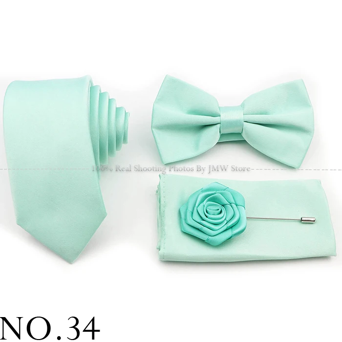 Hot Sale Purple Pink Sage Green Tie Set Polyester Necktie Bowtie Cufflink Brooch For Groom Suit Wedding Cravat Shirt Accessory