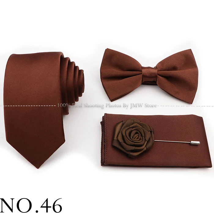 Hot Sale Purple Pink Sage Green Tie Set Polyester Necktie Bowtie Cufflink Brooch For Groom Suit Wedding Cravat Shirt Accessory