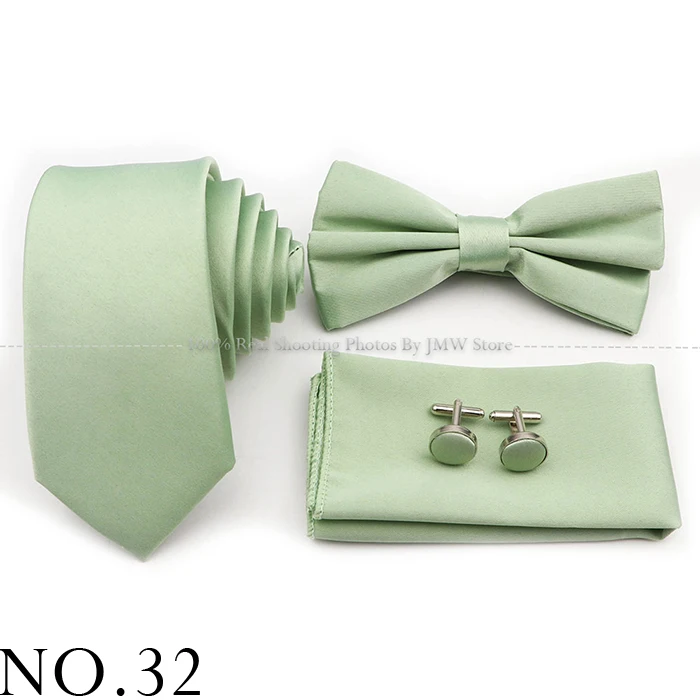 Hot Sale Purple Pink Sage Green Tie Set Polyester Necktie Bowtie Cufflink Brooch For Groom Suit Wedding Cravat Shirt Accessory