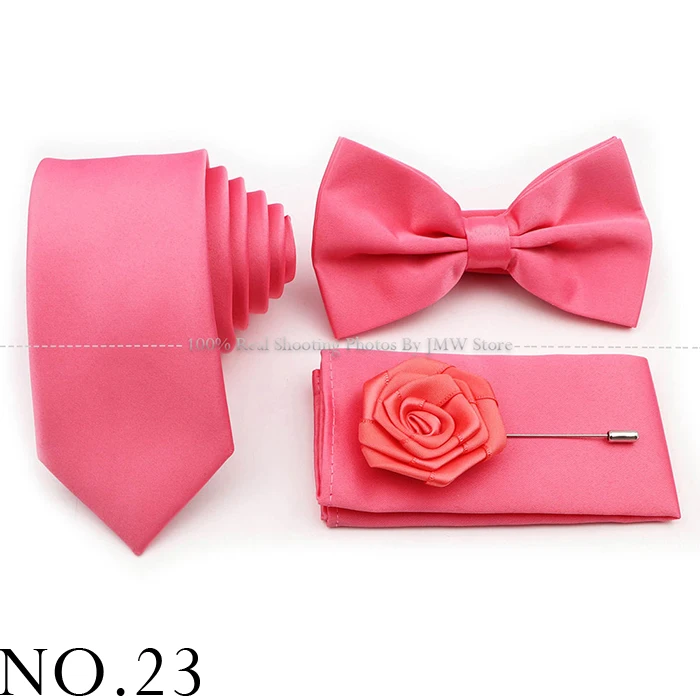 Hot Sale Purple Pink Sage Green Tie Set Polyester Necktie Bowtie Cufflink Brooch For Groom Suit Wedding Cravat Shirt Accessory
