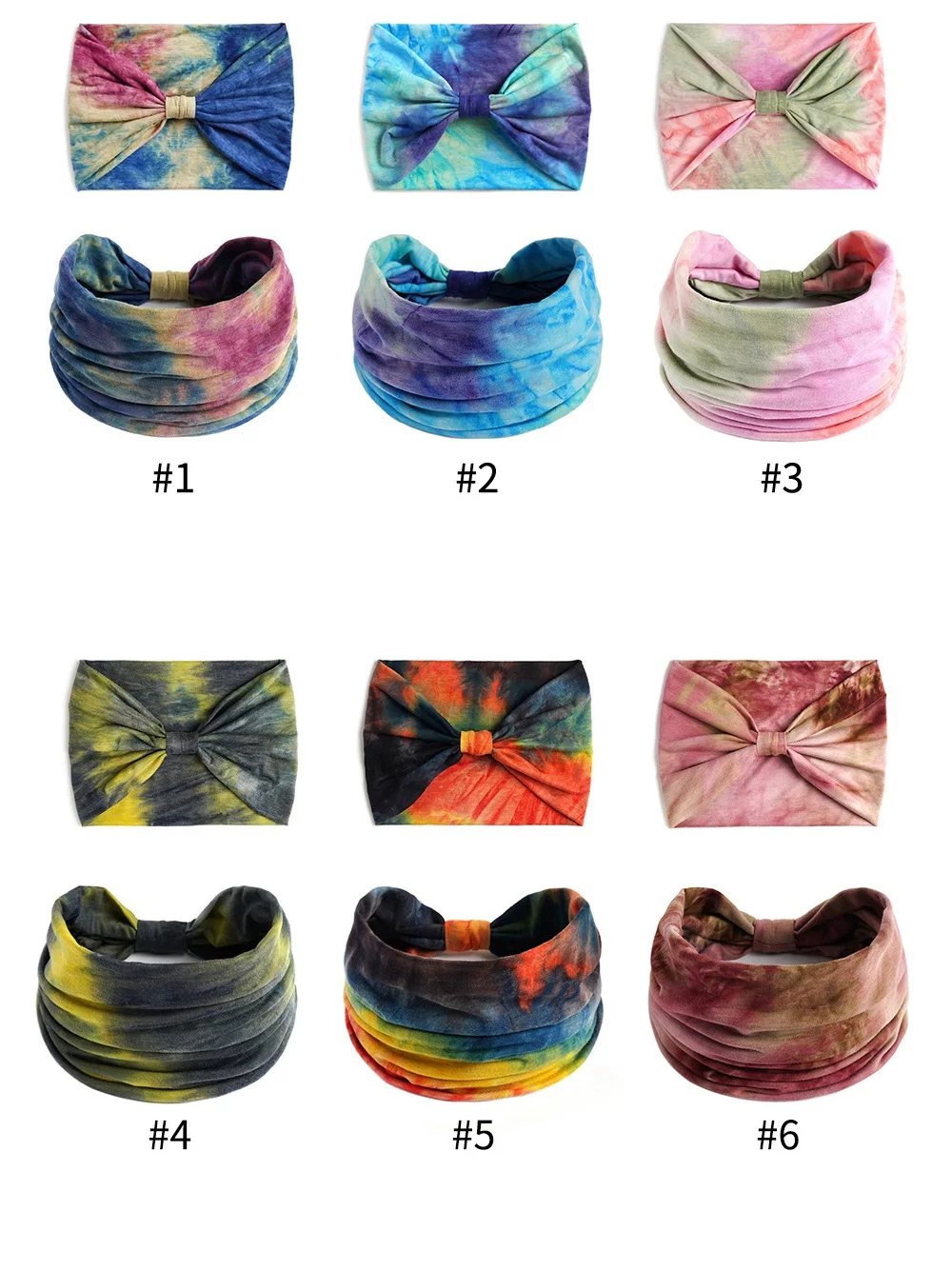 Tie Dye Headbands for Women Wide Headband Yoga Workout Head Wraps Scarf Knotted Hairband Turban Bandana Bandage Hair Accessories