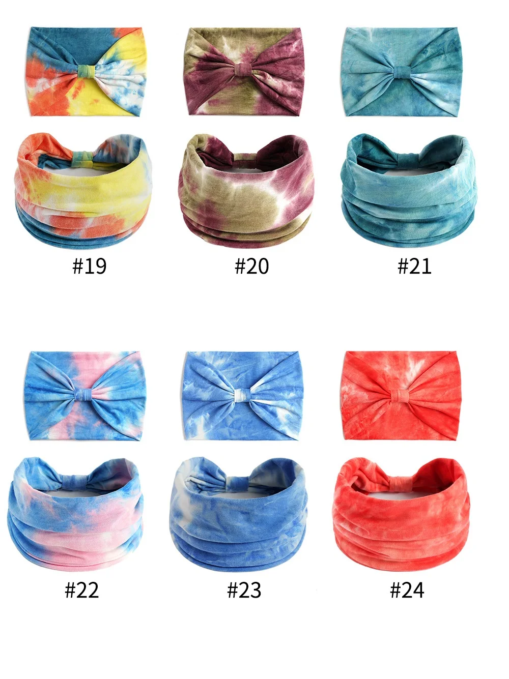 Tie Dye Headbands for Women Wide Headband Yoga Workout Head Wraps Scarf Knotted Hairband Turban Bandana Bandage Hair Accessories