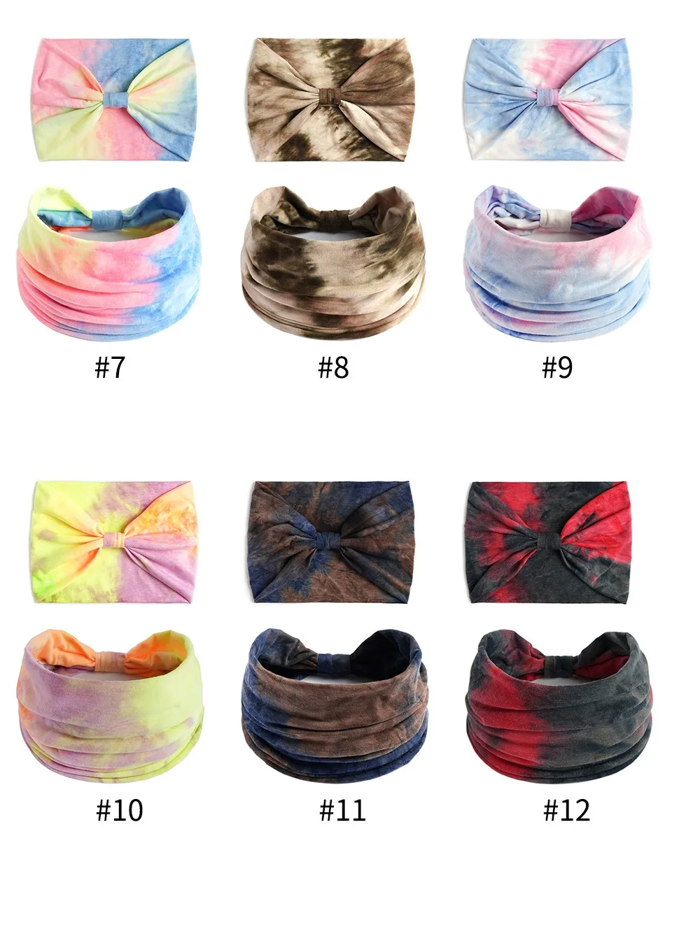 Tie Dye Headbands for Women Wide Headband Yoga Workout Head Wraps Scarf Knotted Hairband Turban Bandana Bandage Hair Accessories