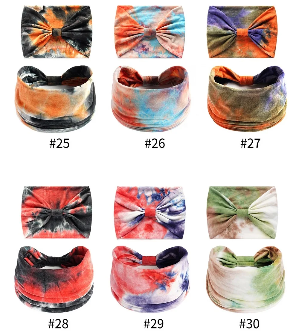 Tie Dye Headbands for Women Wide Headband Yoga Workout Head Wraps Scarf Knotted Hairband Turban Bandana Bandage Hair Accessories