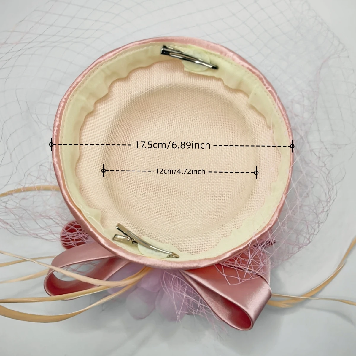Satin Fascinator Hat With Veil, Bridal Rhiunstone Beaded Hat Fashion Hat for Women Ladies