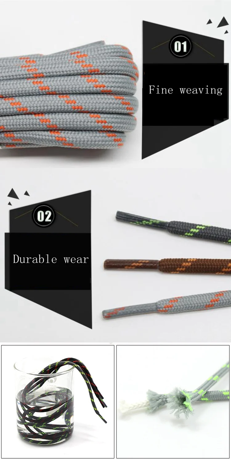 1Pair outdoor sport round shoelaces for boots hiking slip rope shoe laces sneakers shoelace strings100/120/140/160CM 19 Colors