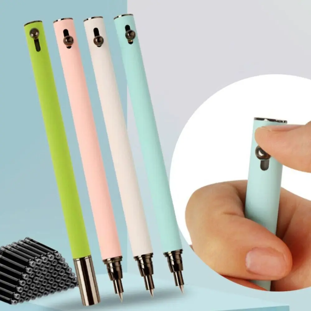0.38mm Retractable Press Type Fountain Pen Creative Metal Ink Pen Students Gift Nib Converter Filler Pen School Office Supplies