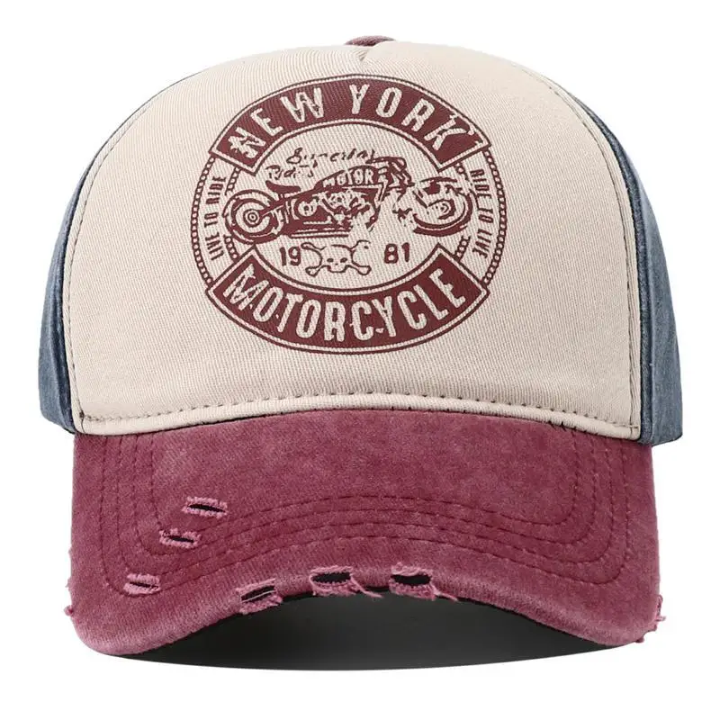 2023 New Designer Motorcycle Print Cotton Baseball Cap Hat for Man Retro Vintage New York 5 Panel Snapback Caps for Women