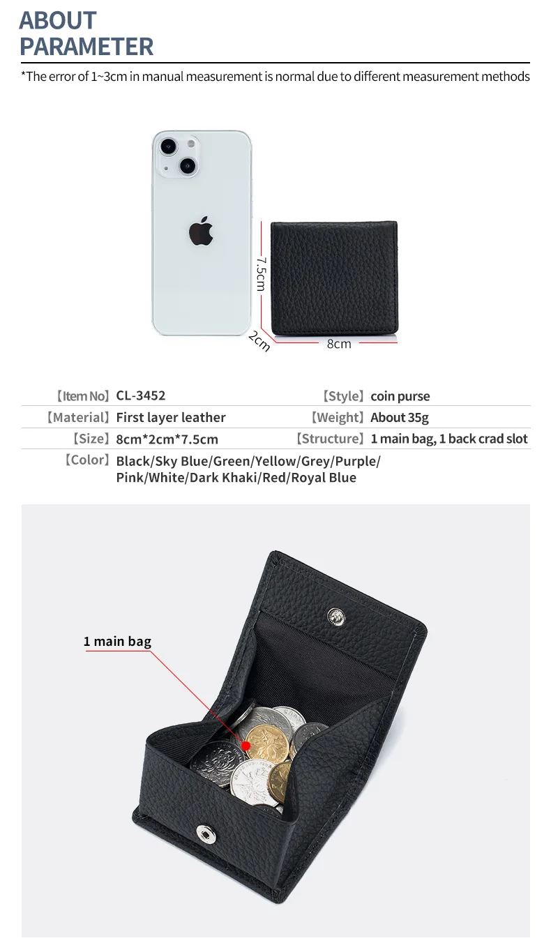 Genuine Leather Unisex Money Bag Luxury Design Famous Brand Hasp Square Wallet Fashion Girls Mini Wallet Women Small Coin Purses