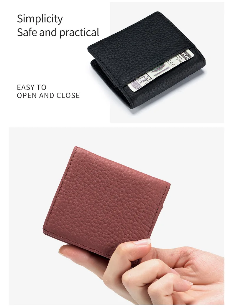 Genuine Leather Unisex Money Bag Luxury Design Famous Brand Hasp Square Wallet Fashion Girls Mini Wallet Women Small Coin Purses