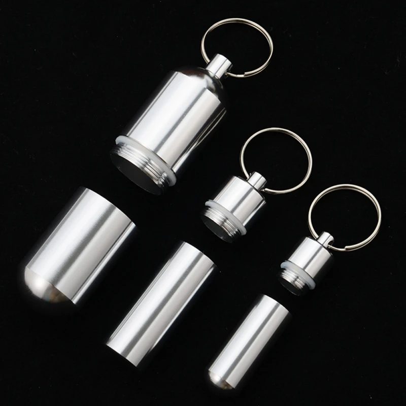 Waterproof Aluminum Alloy Pill Box Portable Medicine Case Capsule Container Bottle Holder Outdoor Pill Case Keychain