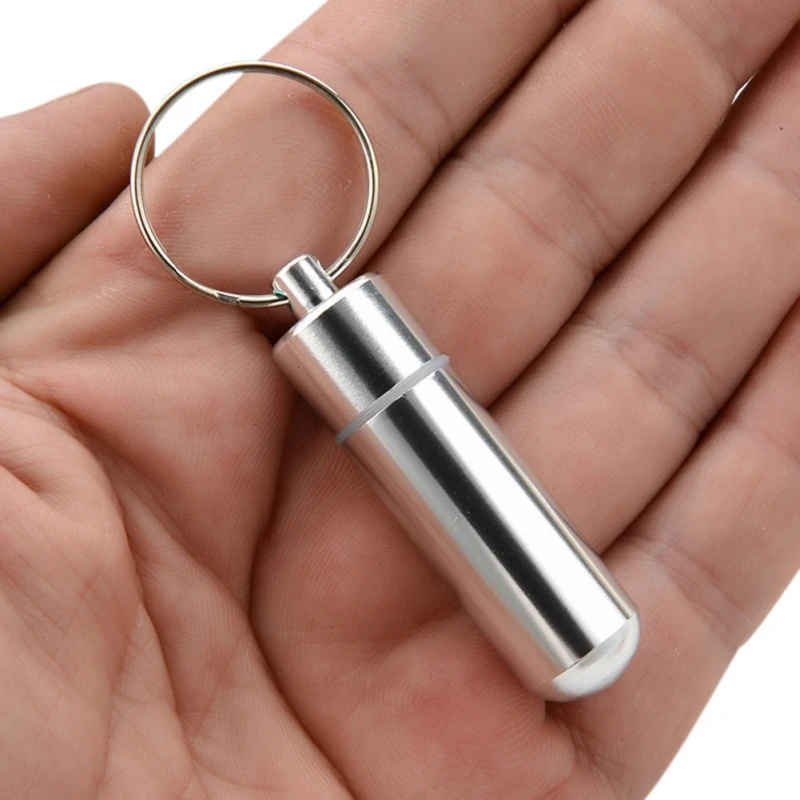 Waterproof Aluminum Alloy Pill Box Portable Medicine Case Capsule Container Bottle Holder Outdoor Pill Case Keychain