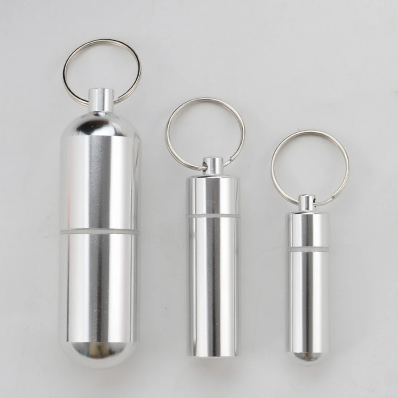 Waterproof Aluminum Alloy Pill Box Portable Medicine Case Capsule Container Bottle Holder Outdoor Pill Case Keychain