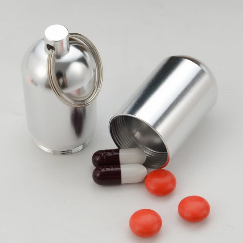 Waterproof Aluminum Alloy Pill Box Portable Medicine Case Capsule Container Bottle Holder Outdoor Pill Case Keychain