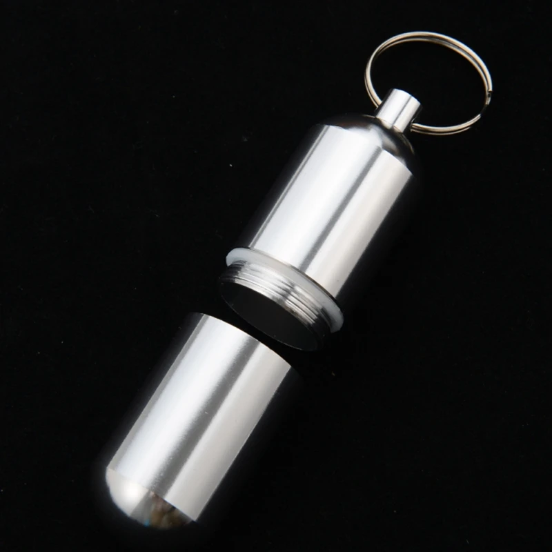 Waterproof Aluminum Alloy Pill Box Portable Medicine Case Capsule Container Bottle Holder Outdoor Pill Case Keychain