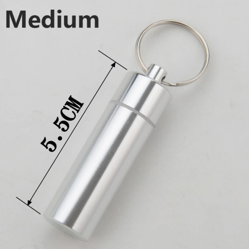 Waterproof Aluminum Alloy Pill Box Portable Medicine Case Capsule Container Bottle Holder Outdoor Pill Case Keychain