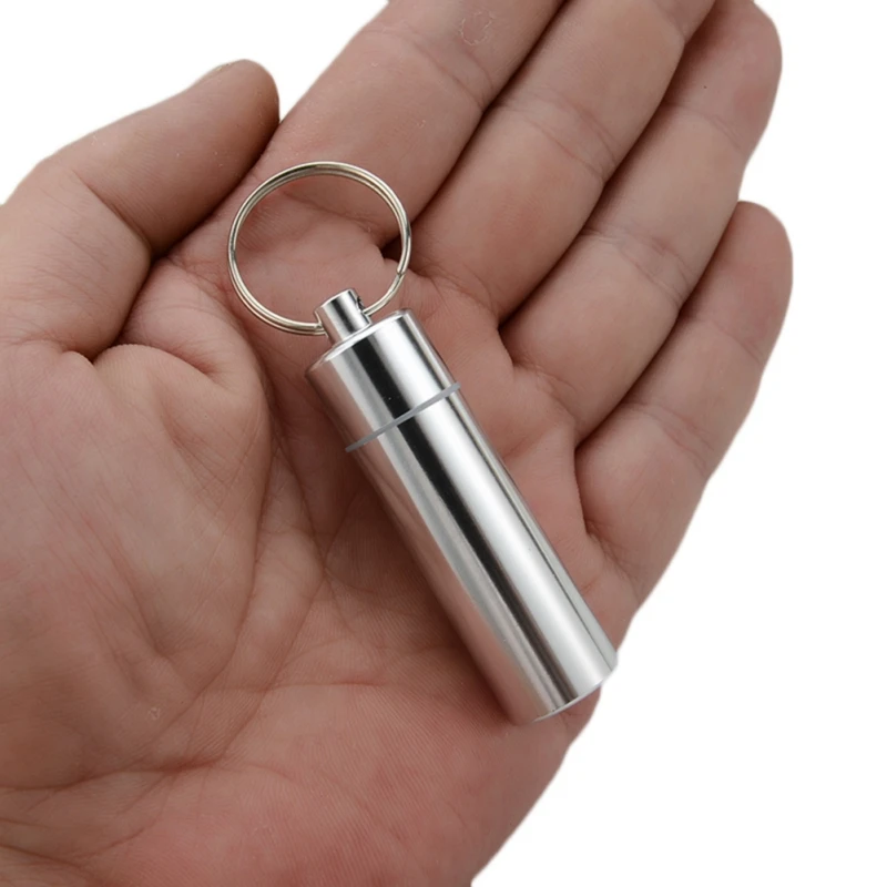 Waterproof Aluminum Alloy Pill Box Portable Medicine Case Capsule Container Bottle Holder Outdoor Pill Case Keychain
